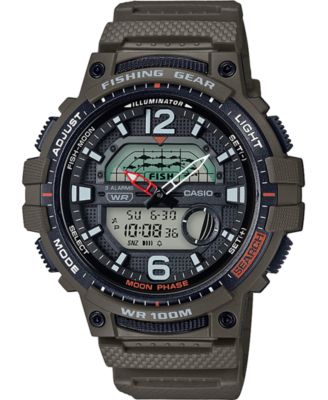 Casio - Men's Digital Fishing Gear Green Resin Strap Watch 48mm