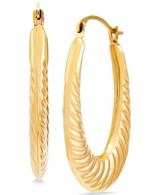 Macy's - Swirled Rib Oval Hoop Earrings in 14k Gold