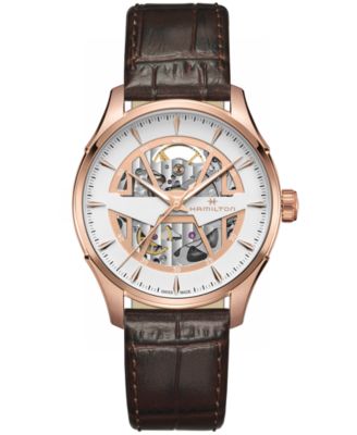 Hamilton - Men's Swiss Automatic Jazzmaster Brown Leather Strap Watch 40mm