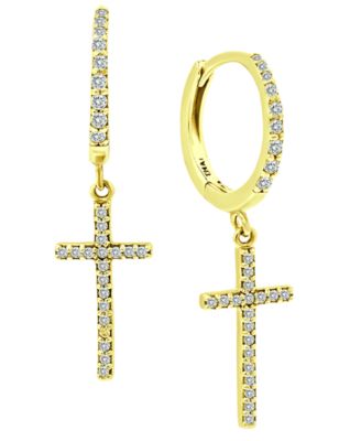 Giani Bernini - Cubic Zirconia Cross Dangle Hoop Earrings in 18k Gold-Plated Sterling Silver