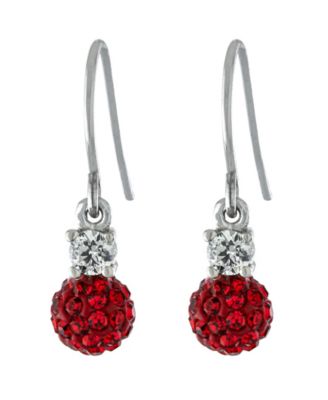 Giani Bernini - 6mm Pave Crystal Ball Drop Wire Earrings in Sterling Silver