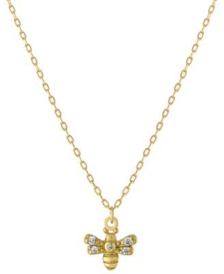 Giani Bernini - Cubic Zirconia Bee Pendant Necklace in Gold-Plated Sterling Silver, 16" + 2" extender