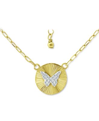Giani Bernini - Cubic Zirconia Butterfly Disc Pendant Necklace, 16" + 2" extender