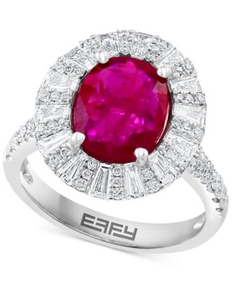 EFFY Collection - Ruby (2-5/8 ct. t.w.) & Diamond (1 ct. t.w.) Halo Ring in 14k White Gold