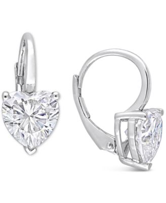 Macy's - Lab-Created Moissanite Heart Leverback Earrings (4 ct. t.w.) in Sterling Silver