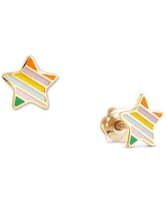 Macy's - Children's Striped Enamel Star Stud Earrings in 14k Gold