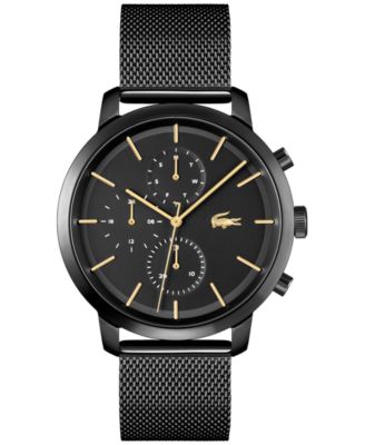 Lacoste - Men's Replay Black-Tone Stainless Steel Mesh Bracelet Watch 44mm