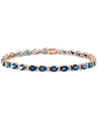 EFFY Collection - London Blue Topaz (13-1/3 ct. t.w.) & Diamond (1/4 ct. t.w.) Tennis Bracelet in 14k Rose Gold