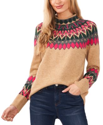 CeCe - Women's Fairisle Long Sleeve Sweater