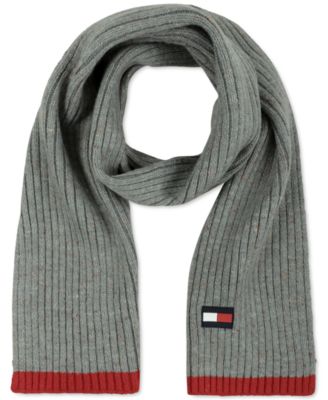 Tommy Hilfiger - Men's Rubber Flag Patch Tipped Rib Scarf