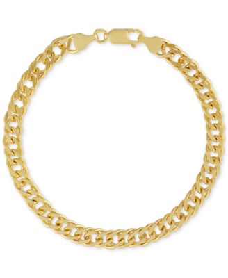 Esquire Men's Jewelry - Fancy Curb Link Chain Bracelet in 14k Gold-Plated Sterling Silver or Sterling Silver