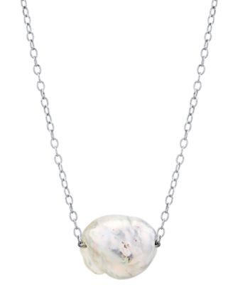 Macy's - Cultured Natural Color Freshwater Pearl (12-14mm) 18" Pendant Necklace in Sterling Silver