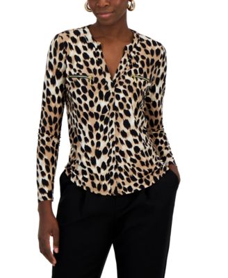 INC International Concepts - Printed Zip-Detail Top