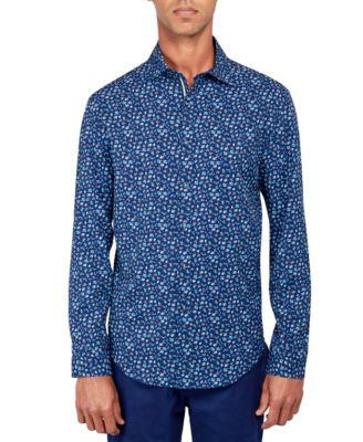 Society of Threads - Men's Regular-Fit Non-Iron Performance Stretch Micro Flower-Print Button-Down Shirt