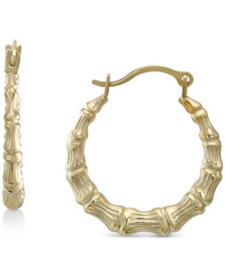 Macy's - Bamboo Shaped Small Hoop Earrings in 10k Gold, 5/8"