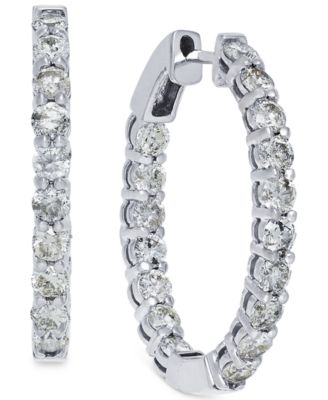 Macy's - Diamond Hoop Earrings in 14k White Gold (4 ct. t.w.)