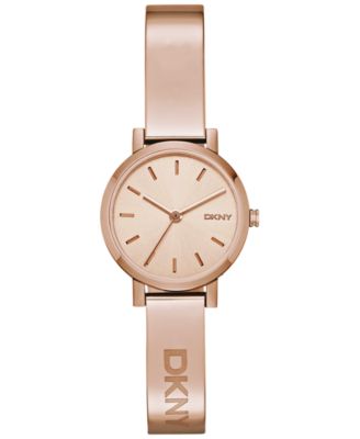 DKNY - Women's Soho Rose Gold-Tone Stainless Steel Half-Bangle Bracelet Watch 24mm NY2308
