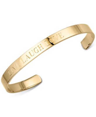 Sarah Chloe - "Live Laugh Love" Cuff Bangle Bracelet in Sterling Silver or 14K Gold-Plated Sterling Silver
